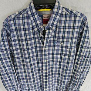 Wrangler George Strait Mens XL Blue Plaid Long Sleeve Button Down